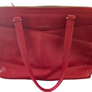 Cole Haan American Airlines Red Leather Tote Bag